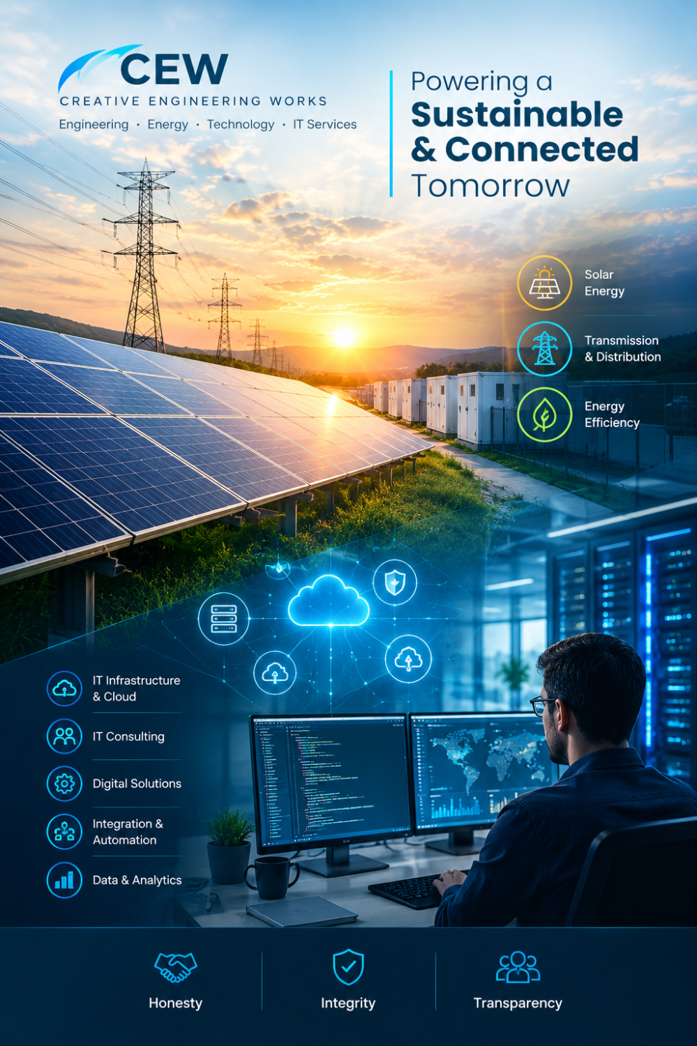 Solar panels and electrical grid infrastructure in India